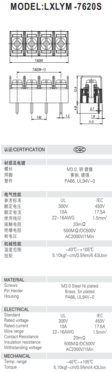 pitch:7.62mm